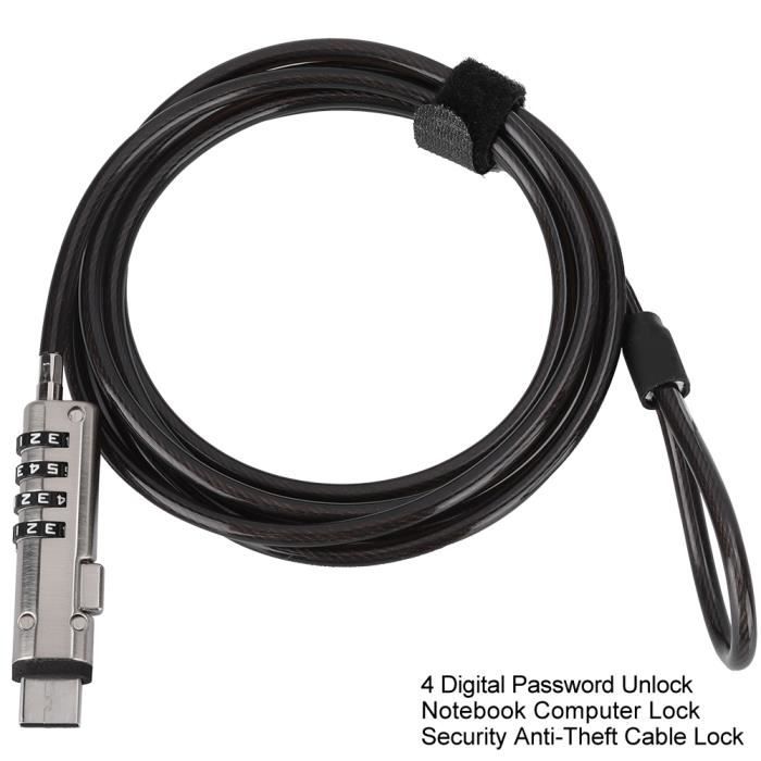 Câble de verrouillage pour ordinateur portable, déverrouillage par mot de  passe de sécurité antivol pour le bureau pour la - Cdiscount Informatique