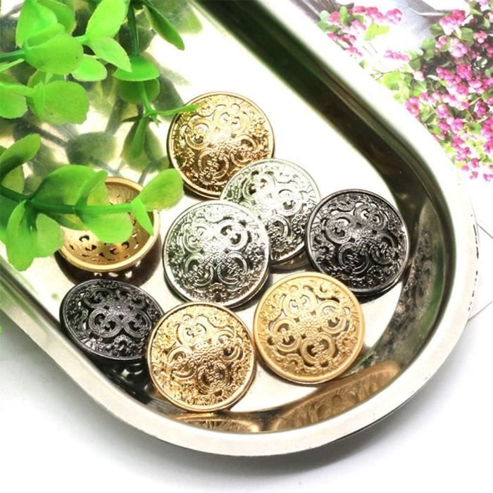 Lot De 10 Boutons Anciens En Métal Style Marine - Argenté, 20mm, Neufs