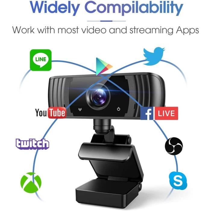 WEBCAM TV pour PC avec Micro, 2k Full HD Caméra Web avec Microphone  Antibruit, 360° Rotation USB Caméra PC pour Chat Vidéo et En226 - Cdiscount  Informatique
