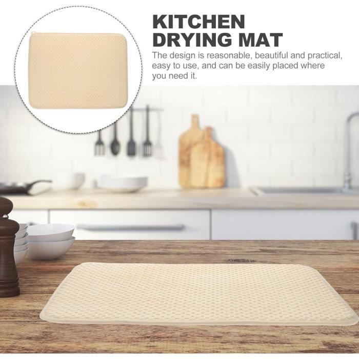 Tapis D'évier Réversible En Microfibre - Absorbe L'eau, Protège La Vaisselle, Lavable En Machine - 1