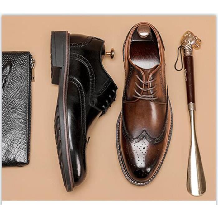 Générique Chaussure Homme Cuir Brogue, Lacets Mariage Dressing Chaussure Homme Oxford Bout Pointu Chaussure Ville Homme Pour Bureau Costume Mariage (Black, 41