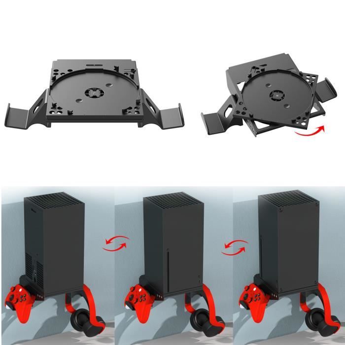 Support Mural Xbox Series X En Alliage Aluminium - Avec 2 Supports Manette, étagère Ventilée, Montage Facile (noir) - 10