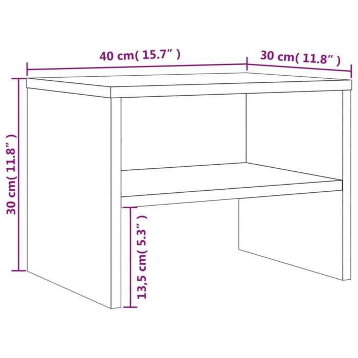 VidaXL Table de chevet Chêne fumé 40x30x30 cm Bois d'ingénierie 815237 ...