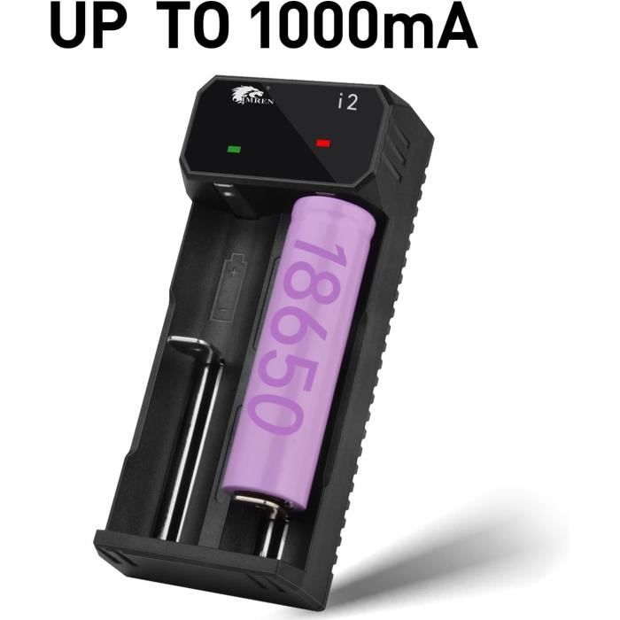 REACELL 18650 Ladegerät, Universal Akkuladegerät mit 2 Schacht für 3,7