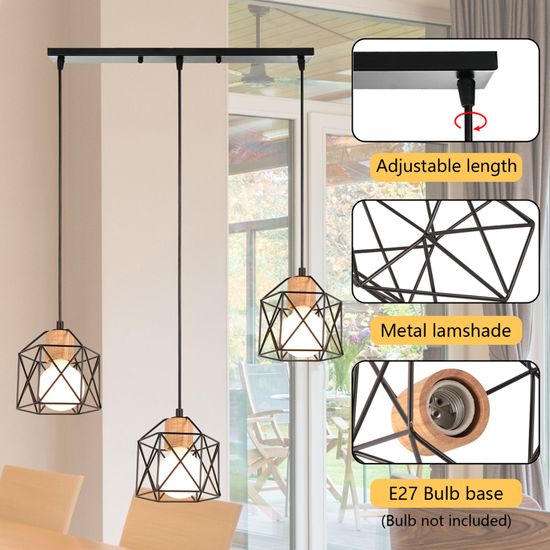 Suspension Retro Vintage 3 paniers métalliques E27 Lustre