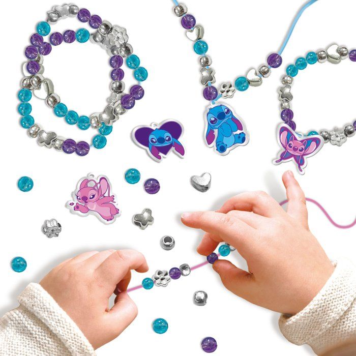 Kit Créatif Bracelets Et Colliers Stitch - Perles Et Boîte à Bijoux Pour Enfants 7-14 Ans | Cadeau DIY Anniversaire Noël