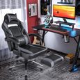 AKALNNY Fauteuil Gamer Chaise de Bureau Ergonomique Hauteur Réglable Inclinable à 135° Noir et gris-0