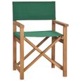 vidaXL Chaise de metteur en scène Bois de teck solide Vert 47413-0