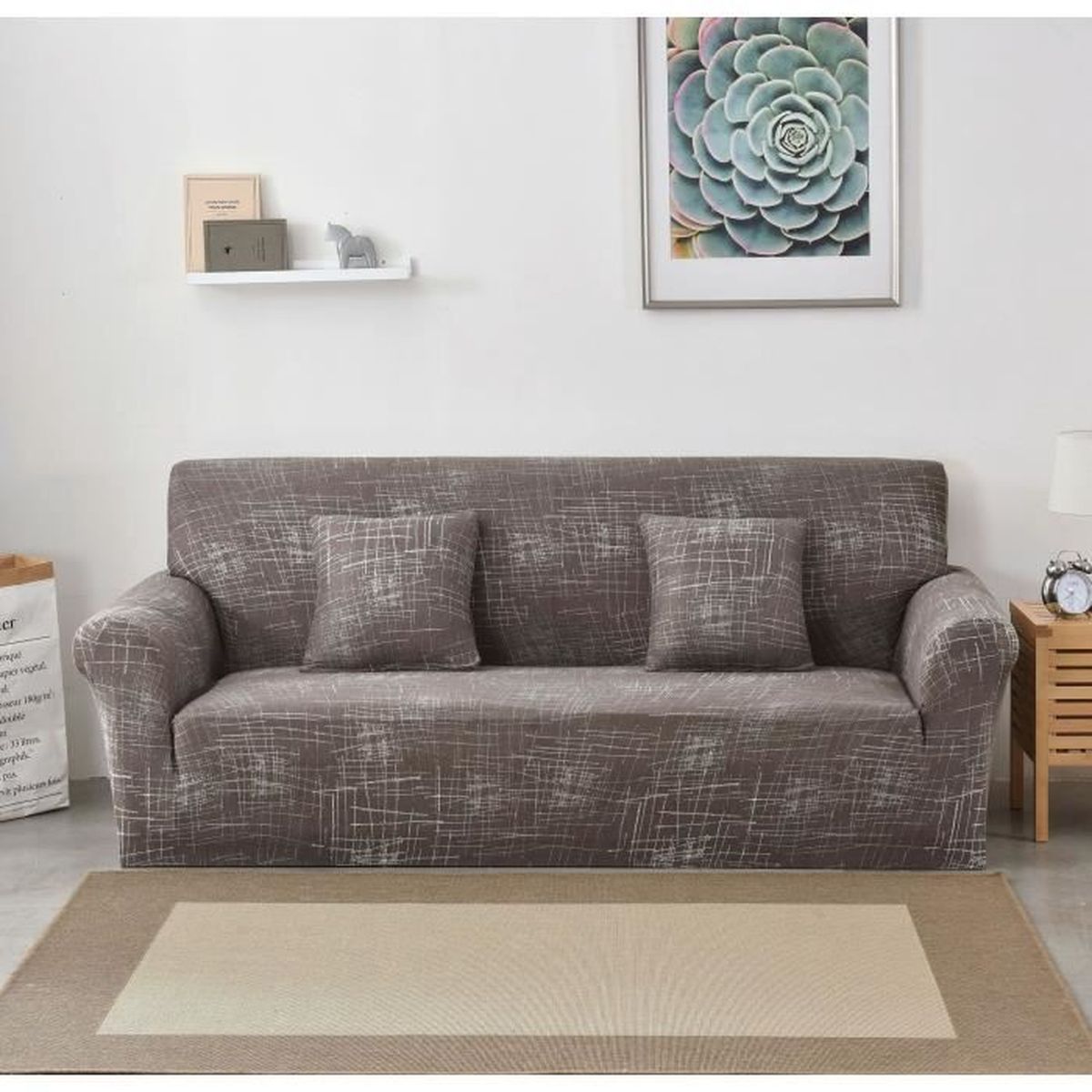 PETCUTE Housse de canap/é Antid/érapant Prot/ège Canap/é Prot/ège Fauteuil Canap/é Protecteur Beige,1 Place