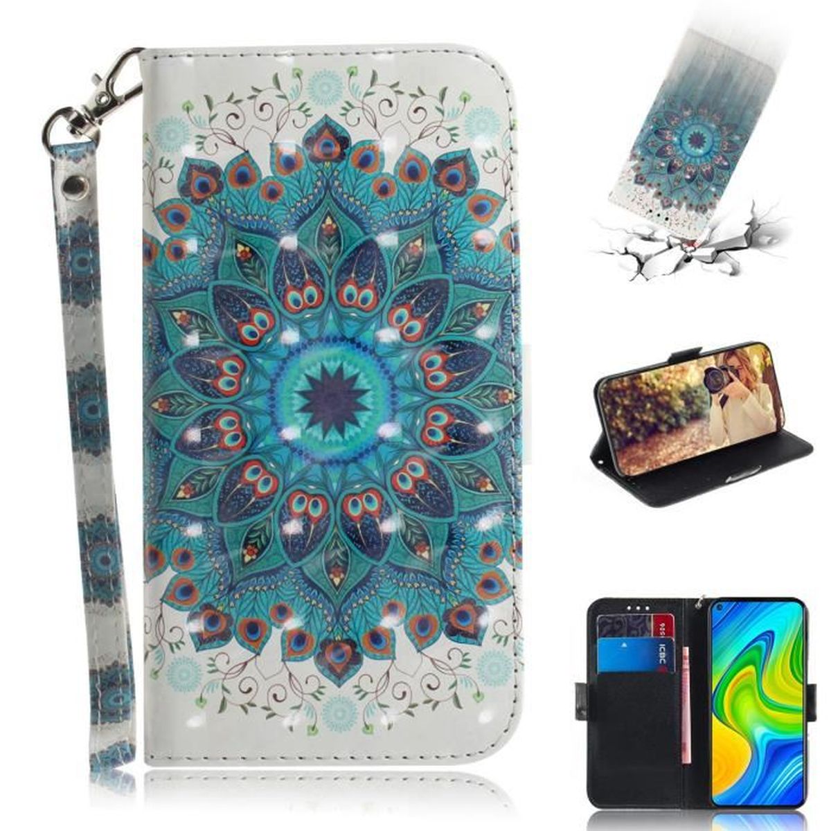 Housse en Cuir Xiaomi Redmi Note 9 /Étui T/él/éphone Xiaomi Redmi Note 9 Magn/étique Etui Housse pour Xiaomi Redmi Note 9 MOBESV Coque pour Xiaomi Redmi Note 9 /Él/égant Bleu