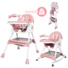 COCOSITY Chaise haute pour bébé - Chaise 4 en 1 pour bébé avec roues, Chaise pliable de voyage - Hauteur et inclinaison réglables Rose