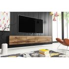 BRAND Meuble TV - Lowboard D- 180 cm - effet chêne wotan - avec LED Banc TV, Table TV Meuble de salon