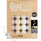 GUIRLED Guirlande lumineuse boules coton LED USB - Veilleuse bébé 2h - 3 intensités - 24 boules 2,4m - Coton