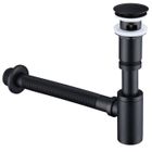 Siphon de Lavabo avec Bonde 1/4 x 30mm - HOMELODY - Universel - Noir Mat