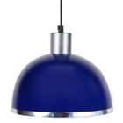 TOSEL DEMI BOULE C-Suspension dôme métal aluminium,noir Abat-jour: bol métal bleu marine 1 ampoule E27 industriel P24,5xD24,5xH77cm