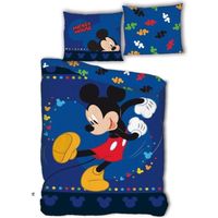 Mickey Disney - Parure de lit enfant 1 place - Housse de Couette 140x200 cm et une Taie d'oreiller 63x63 cm.