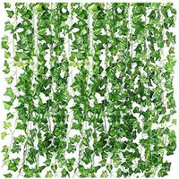 BEMSM Guirlandes de feuilles de lierre artificielles vertes - 12 guirlandes de lierre - fausses plantes - célébration, mariage