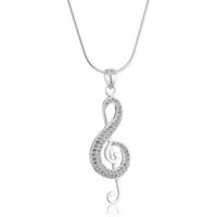 Vinani Pendentif avec Chaine Serpent - Clef - lustré - Zirconia blanc - Musique - Argent 925 - Collier Italie - ANZ-S