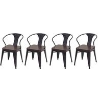 4x chaises de salle à manger cuisine en simili cuir et métal style industrielle marron noir CDS04551