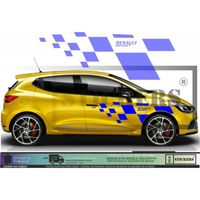 Renault Racing RS sport damiers latérales - BLEU - Kit Complet  - Tuning Sticker Autocollant Graphic Decals