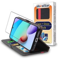 ebestStar ® pour Xiaomi Redmi 10 - Etui Portefeuille PU Cuir + Film protection écran en VERRE Trempé, Noir / Rouge