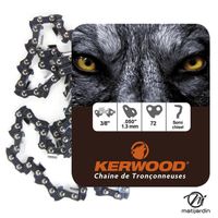 Chaîne pour tronçonneuse Kerwood 3/8" 1,3mm - 72 maillons - profil demi carré