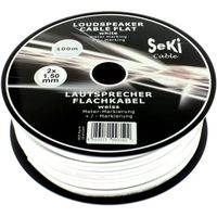Seki 312644 Cable Haut-Parleur Plat 2 x 1,5 mm² Blanc 100 m
