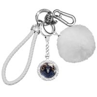 Ensemble de porte-clés blanc à motif Bélier mignon – Porte-clés pour femme en strass étincelant avec bracelet. 11