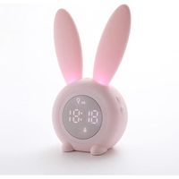 Réveil pour enfants, veilleuse LED lapin tactile et réveil de sommeil rechargeable pour chambres de garçons et filles, rose.