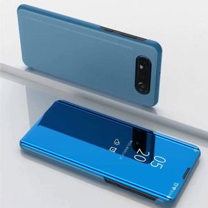 COQUE - BUMPER Coque Samsung Galaxy A80 Flip Clear View Translucide Miroir Standing 360° Housse étui Antichoc Bumper Film Verre Trempé Bleu