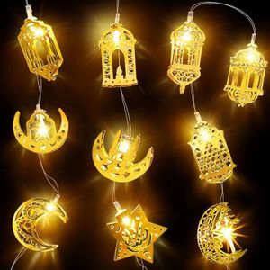 Qqmora Lumière du Ramadan Guirlande Lumineuse Ramadan 3 Mètres 20 LED Forme  de Château Lune Lumière de Décoration deco lampadaire