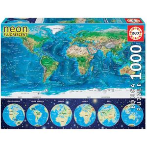 PUZZLE Puzzle Mappemonde Neon 1000 pcs - EDUCA - Voyage e