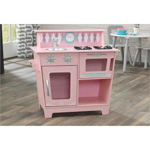 Cuisine Dinette Vintage En Bois Rose Princesse Complete