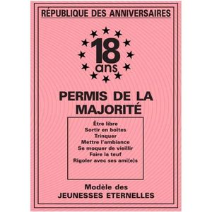 PORTE PAPIERS Carte spéciale 'Permis de la majorité' 18 ans - 20