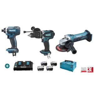 PACK DE MACHINES OUTIL Lot 3 machines MAKITA 18V 4 Batteries 5Ah + Charge