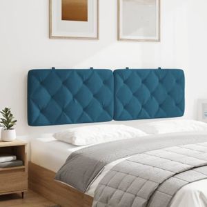 TÊTE DE LIT Pwshymi-Coussin de tête de lit bleu 160 cm velours