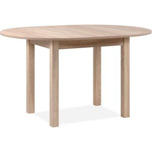 TABLE À MANGER SEULE Table à manger extensible ronde COBURG - Décor chêne sonoma - L100-140 x H76 x P100 cm - Allonge incluse dans l'emballage
