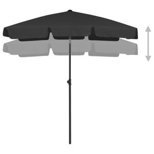 PARASOL GES Parasol de plage/voiles d'ombrage - polyester - Noir - Résistance aux UV et aux intempéries - 180x120 cm
