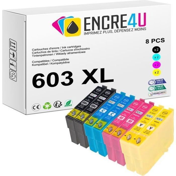 Cartouche compatible Epson 603 Etoile de mer - pack de 5 - noir x2, jaune,  cyan, magenta - prix mini Pas Cher