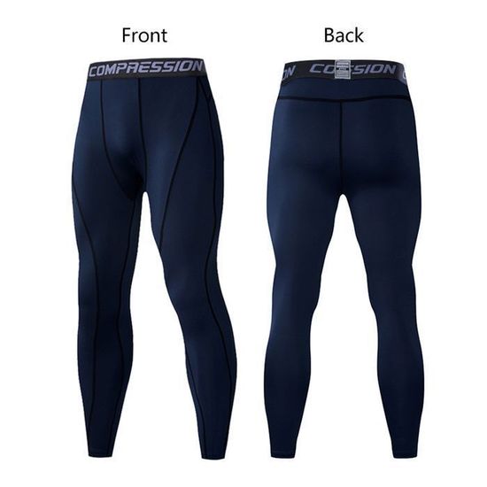 Legging Sport Homme Séchage Rapide Pantalon de Compression, Baselayer Collant Running avec Poches pour Course Jogging Cyclisme Blanc S