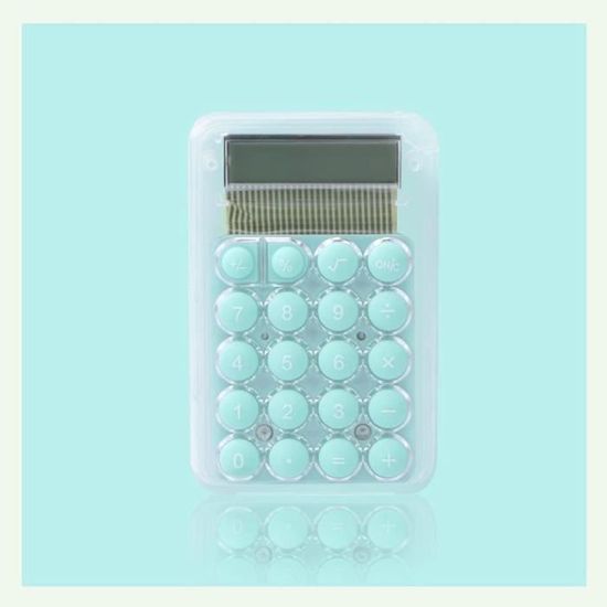 Calculatrice Mécanique à Interrupteur Bleu Avec Écran LCD - 20 Touches, Matériau ABS Noir Pour Bureau