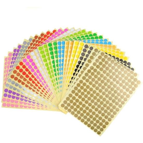 Gommettes Enfants 2 Ans 4000 Gommettes Rondes Autocollantes - 10mm - 16 Couleurs - Idéal Pour Codage, Classement, Décoration Gommette Ronde