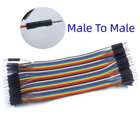 Fils De Liaison Jumper Mâle-Mâle - Lot De 100, 20cm, 24AWG, 10 Couleurs - Pour Breadboard, Arduino, Raspberry Pi