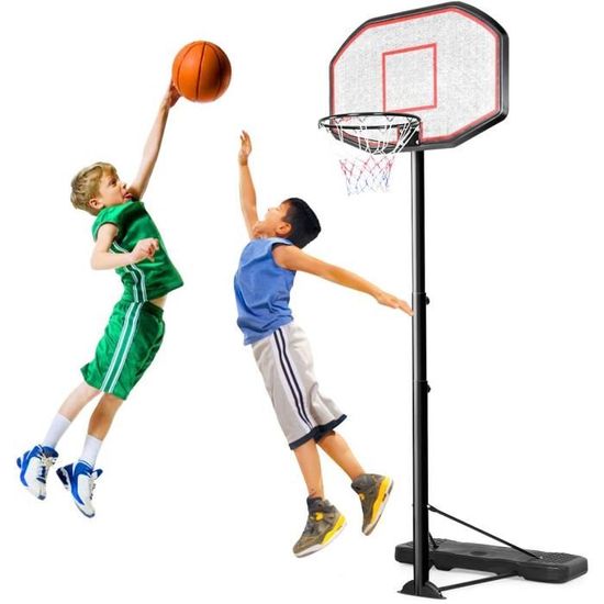 GOPLUS Panier De Basket Mobile, Hauteur Réglable (270-320CM) Avec Base