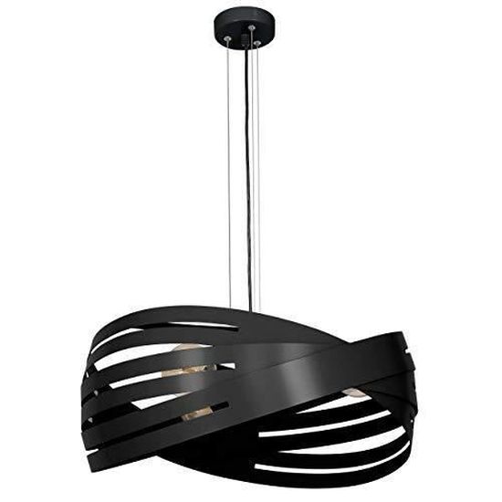 Suspension Design Métal Et Bois Noir - Longueur Câble 70 Cm, Ampoule E27 Non Incluse