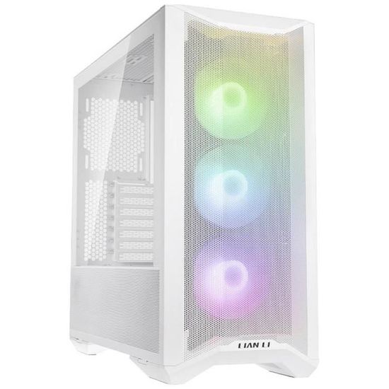 Lian Li LANCOOL II Mesh C RGB Snow Edition Tour midi Boîtier PC, Boîtier gaming blanc 3 ventilateurs LED pré-installés,