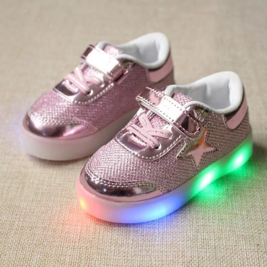 Muium/_B/éb/é Sneakers LED Chaussures,Enfants B/éb/é Filles Gar/çons Lettre Mesh LED Chaussettes Lumineuses Sport Run Sneakers Chaussures Casual