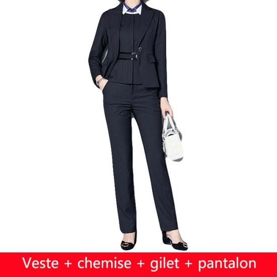 Costume Formel Femme Avec Revers En Pointe - Veste Et Pantalon Pour Bureau, Mariage, Soirée - 3