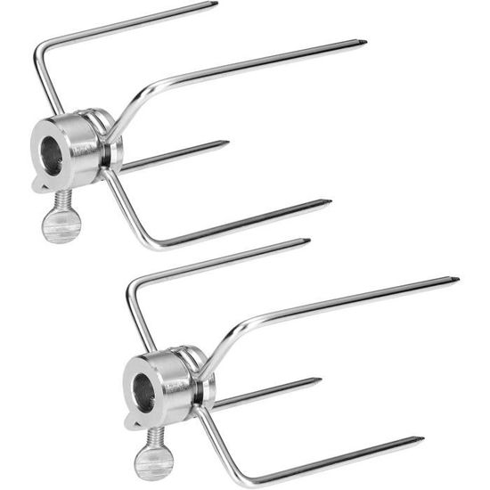 Nimoa Lot 2 Fourchettes Rôtissoire Acier Inox Barbecue - Broche Viande Solide