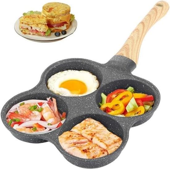 Poêle à œufs - ROLEADER - Mini Omelette Pot - 4 Trous - Antiadhésive